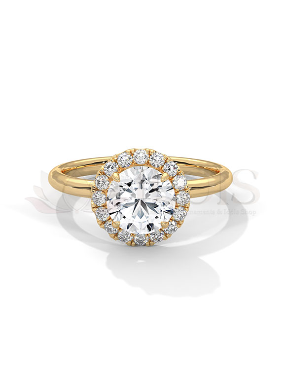 Blooming Round Brilliant Floral Halo Diamond Engagement Ring